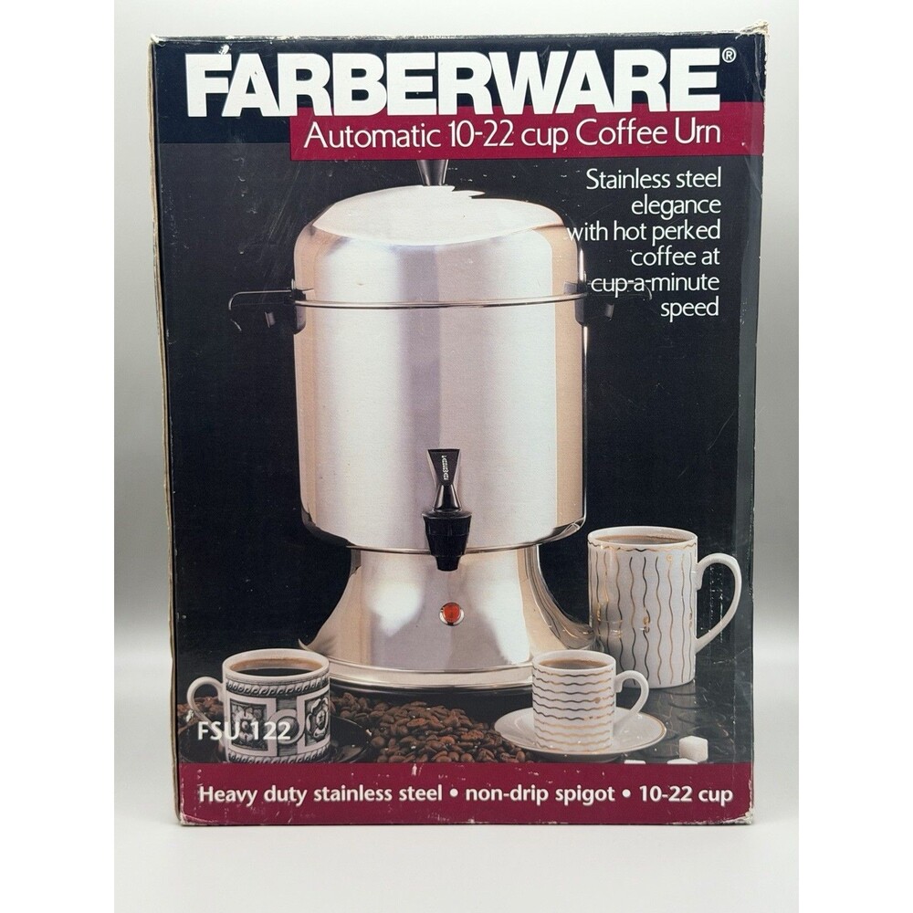 Farberware FSU122 Stainless Steel 10-22 Cup Coffee Urn Percolator Tested w/ Box